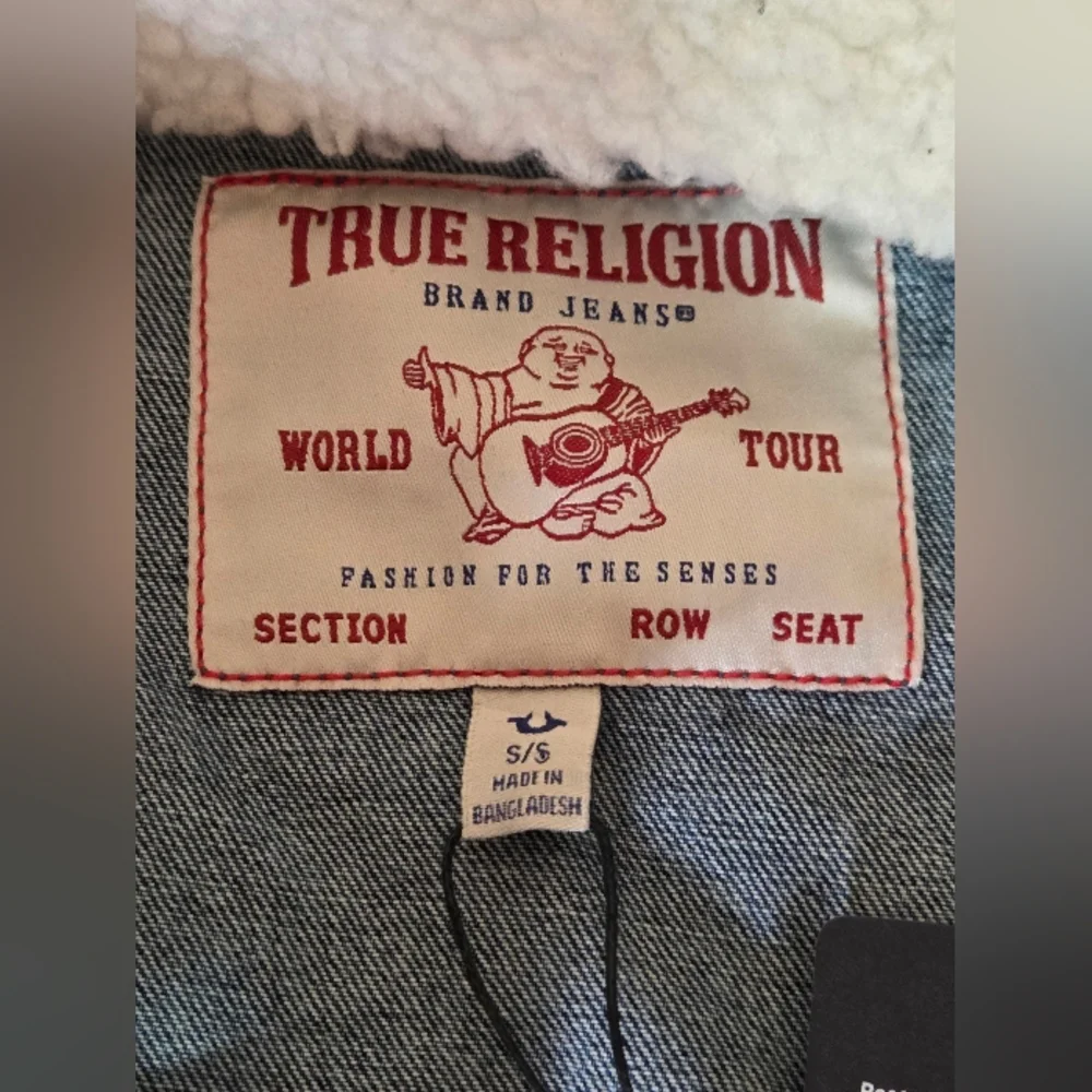 True Religion Denim‎ Jacket Trucker with White Sherpa Collar - Size Small